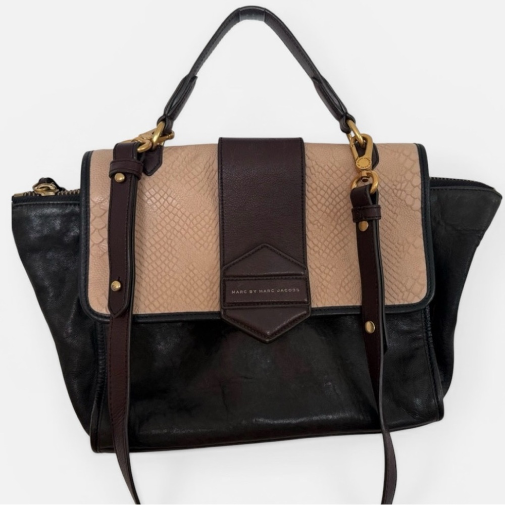 Marc by Marc Jacobs Handbag Color block - black, beige, maroon burgundy